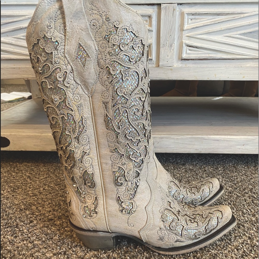 Corral white wedding boots size 9